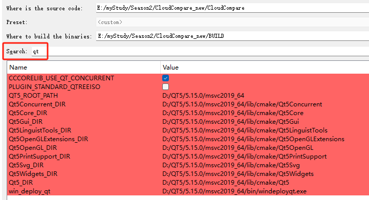 Cmake GUI QT路径设置