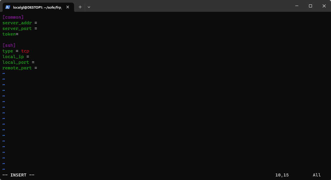 WLS中frpc.ini设置