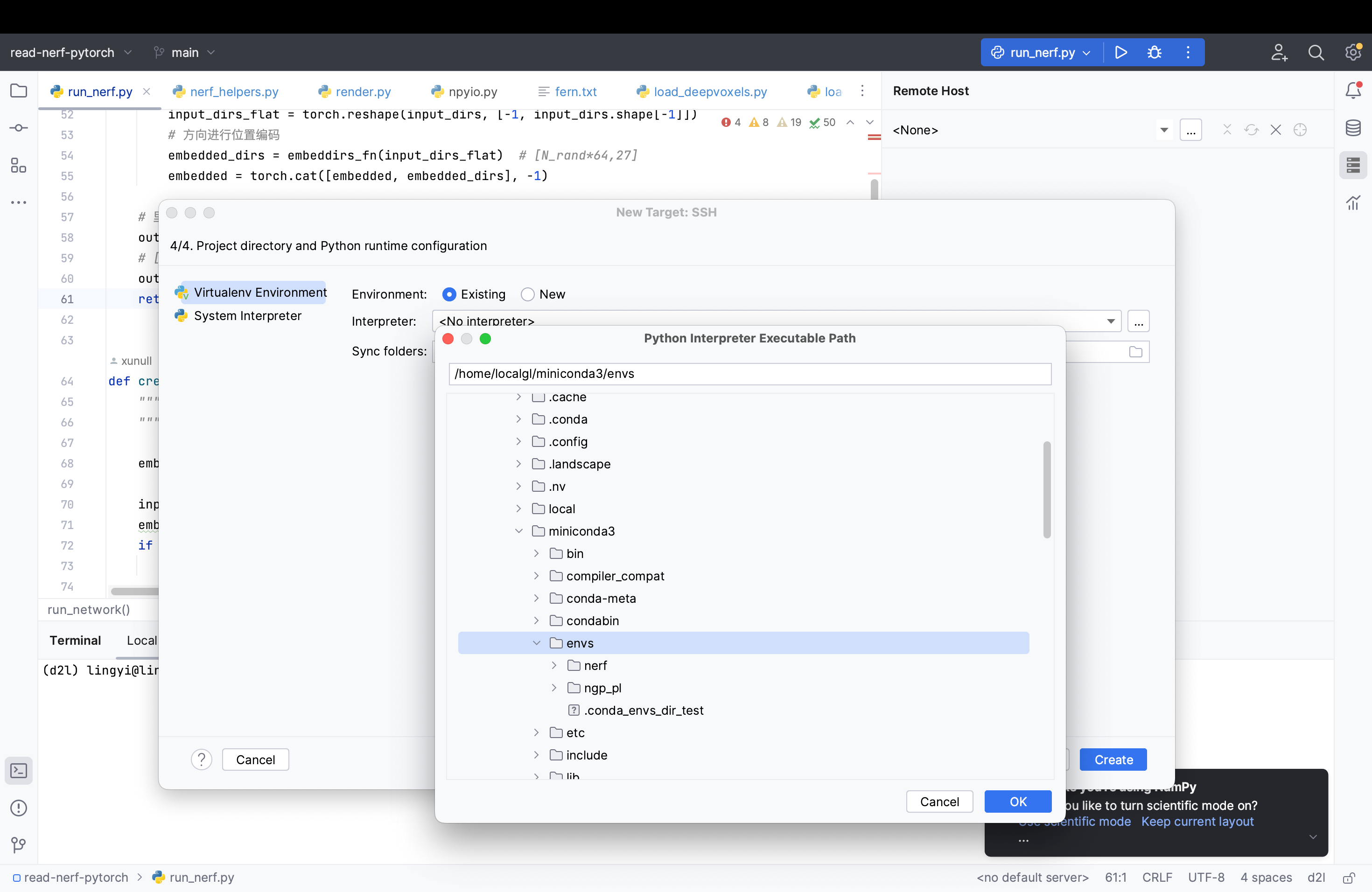 远程ssh到WSL下Interpreter